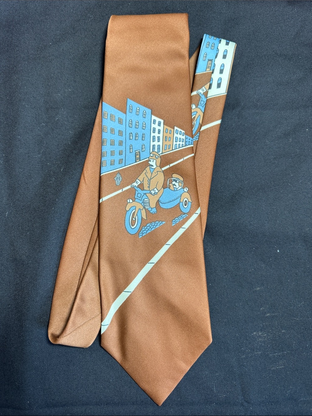 Men’s Vintage John Frederics Necktie Motorcycle Sidecar Union Made